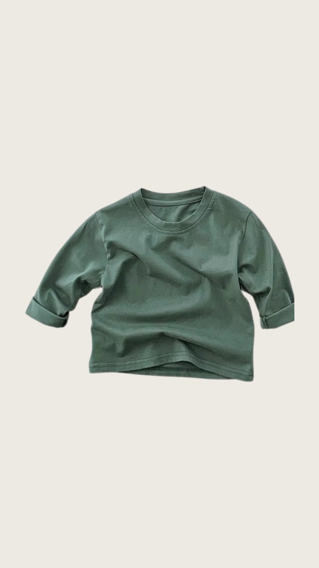 Basic Cotton Long Sleeved T-shirt - Green