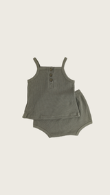 Green Waffle Pyjama Set