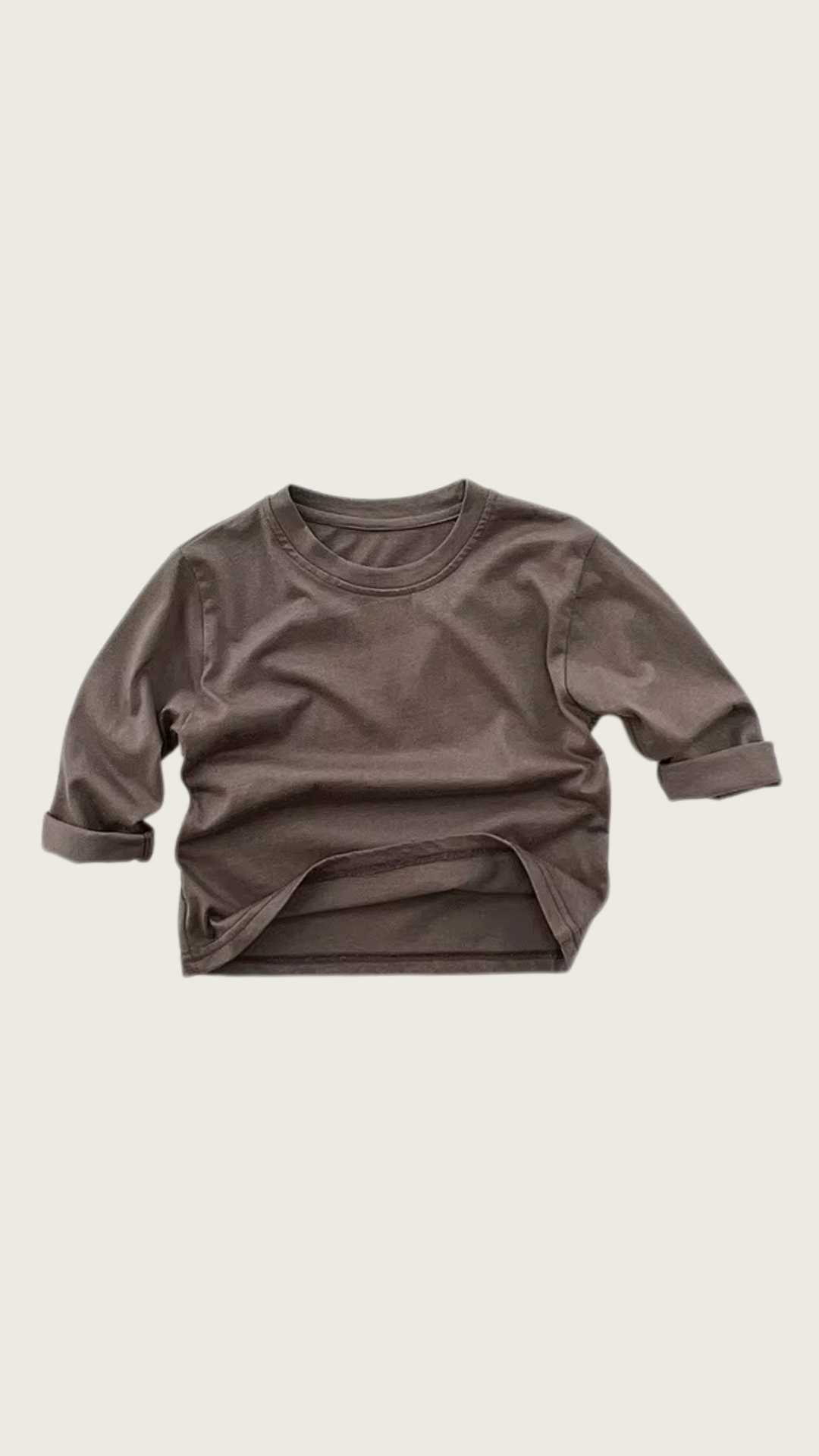 Basic Cotton Long Sleeved T-shirt - Brown