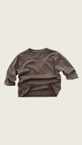 Basic Cotton Long Sleeved T-shirt - Brown