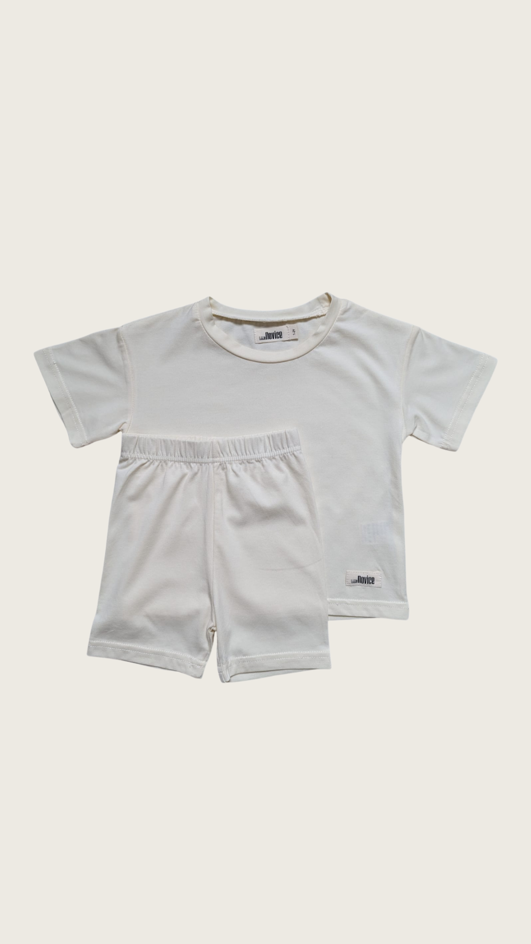 Ensemble  T-shirt et Short Cycliste Ivoire en Coton 