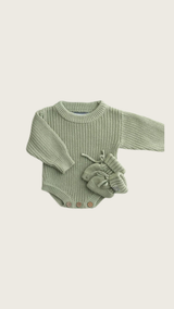 Sage Knit Bodysuit and Booties Set