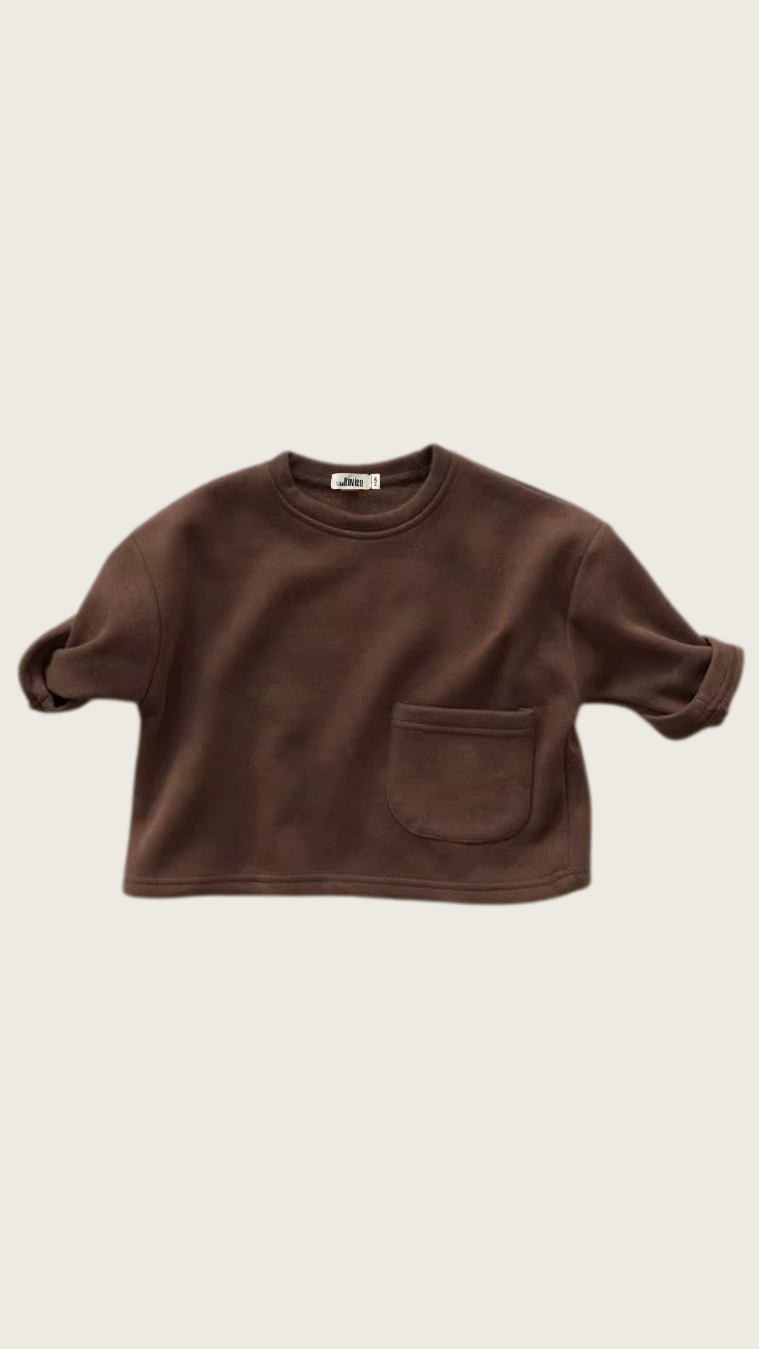 Brown Long-Sleeved Pocket Top