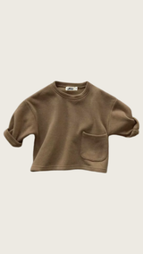 Khaki Long-Sleeved Pocket Top