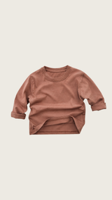 Basic Cotton Long Sleeved T-shirt - Clay brown