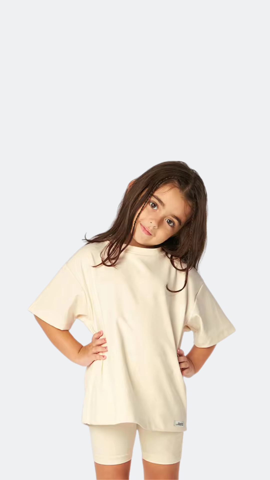 Ensemble  T-shirt et Short Cycliste Ivoire en Coton 