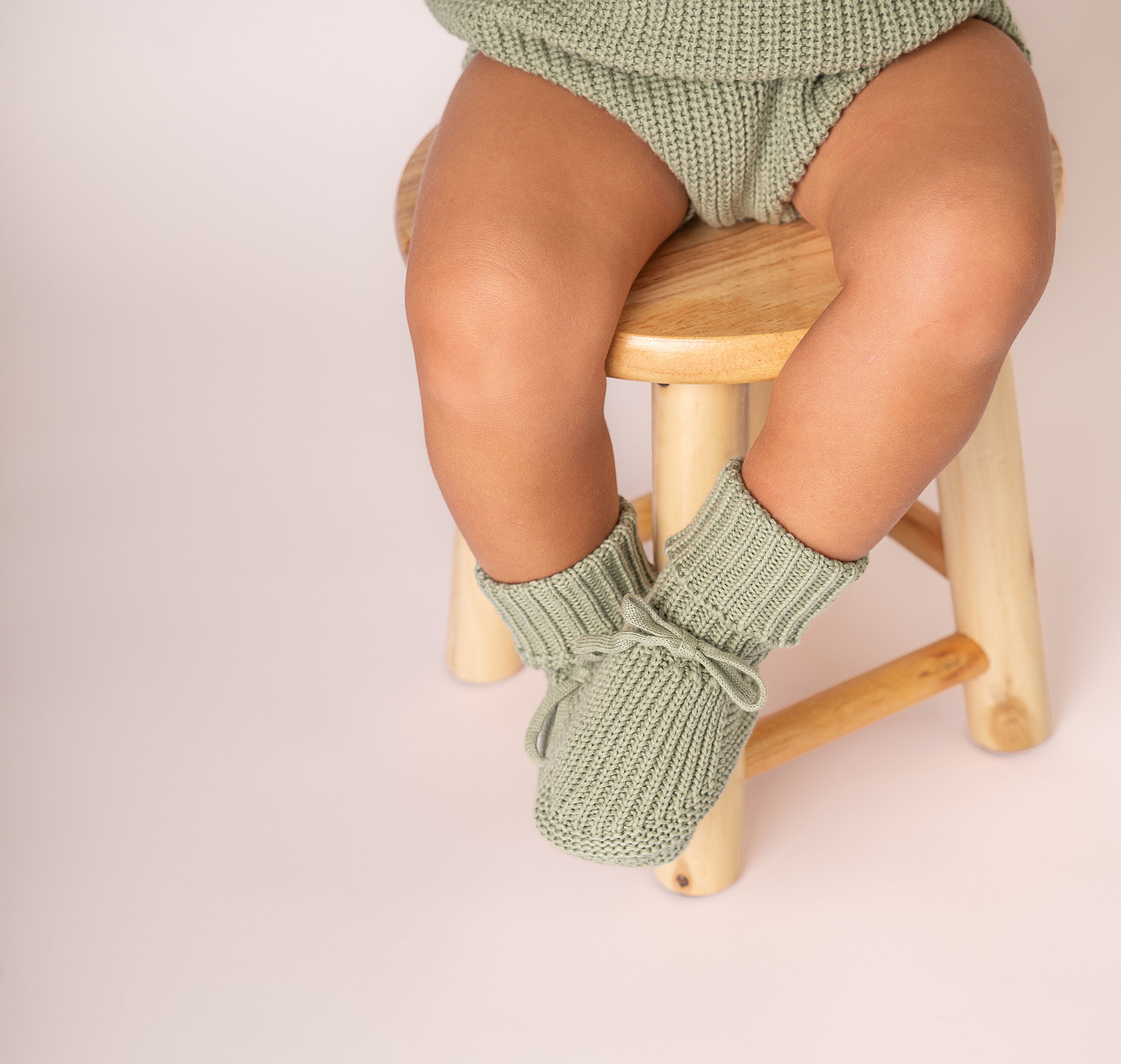 Sage Knit Bodysuit and Booties Set