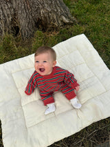 Heritage Red - Striped Oversized Cozy Bodysuit