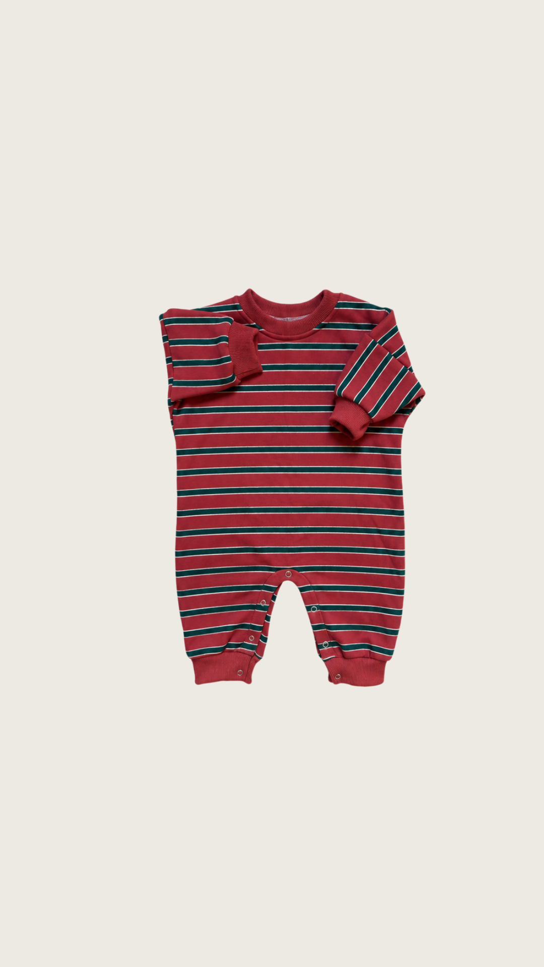 Heritage Red - Striped Oversized Cozy Bodysuit
