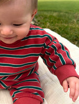 Heritage Red - Striped Oversized Cozy Bodysuit